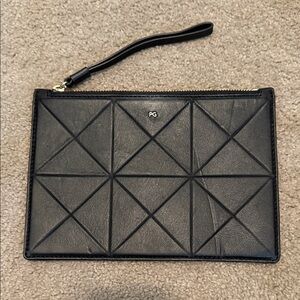 Purification Garcia Black Geometric Leather Wristlet Clutch